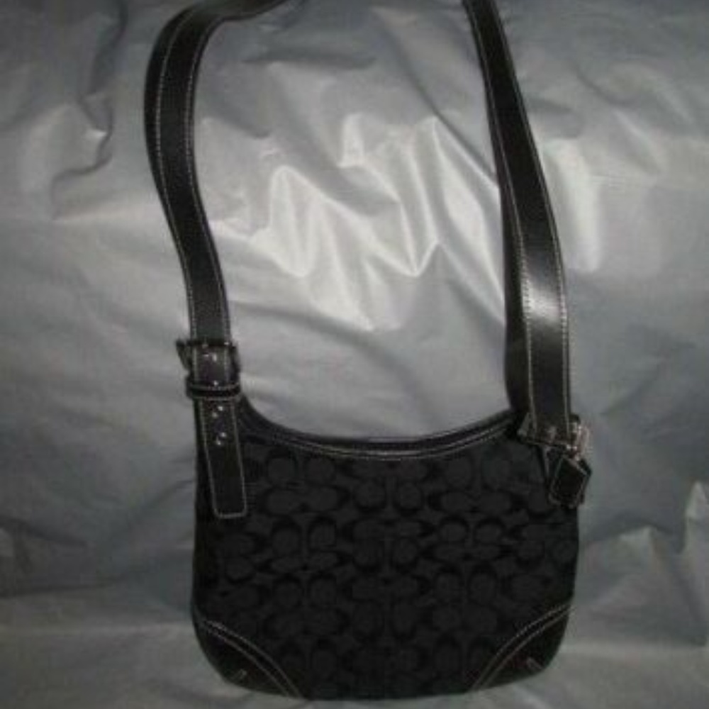 Coach Black Signature Logo Canvas Handbag JO771-F1